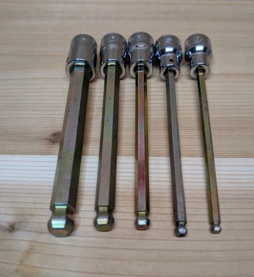 Snap-On 5pc Metric Hex Long Ball Allen Bit Socket Set – 3/8″ Drive – FABLM