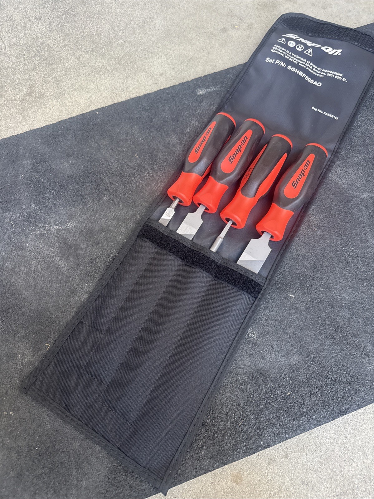 For Snap-on Tools NEW Orange 4pc Instinct Soft Grip Mixed File Set SGHBF500AO