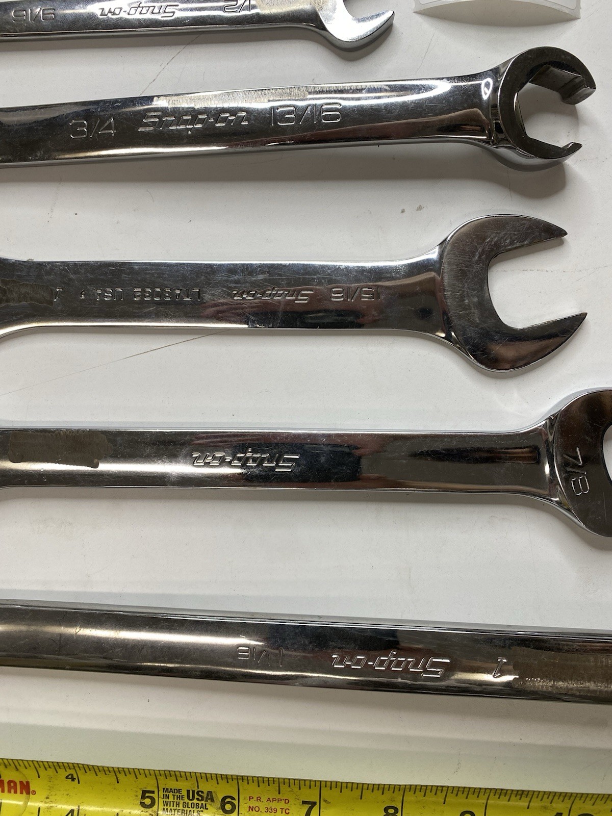 Snap-on Blue-Point SAE Wrench Lot 9pc 1-1/16 15/16 7/8 13/16 USA