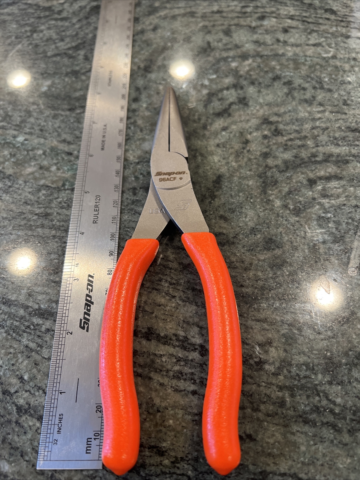 Snap-On 96acf 8″ talon grip needle nose pliers orange new