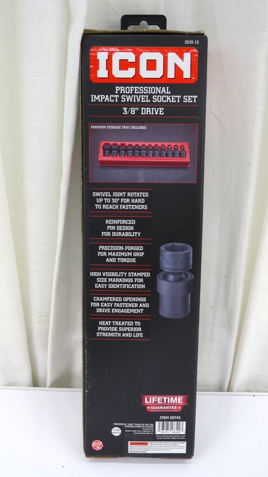 Icon I2US-12 12 Piece 3/8″ Drive Professional Impact Swivel Socket Set SAE 59745