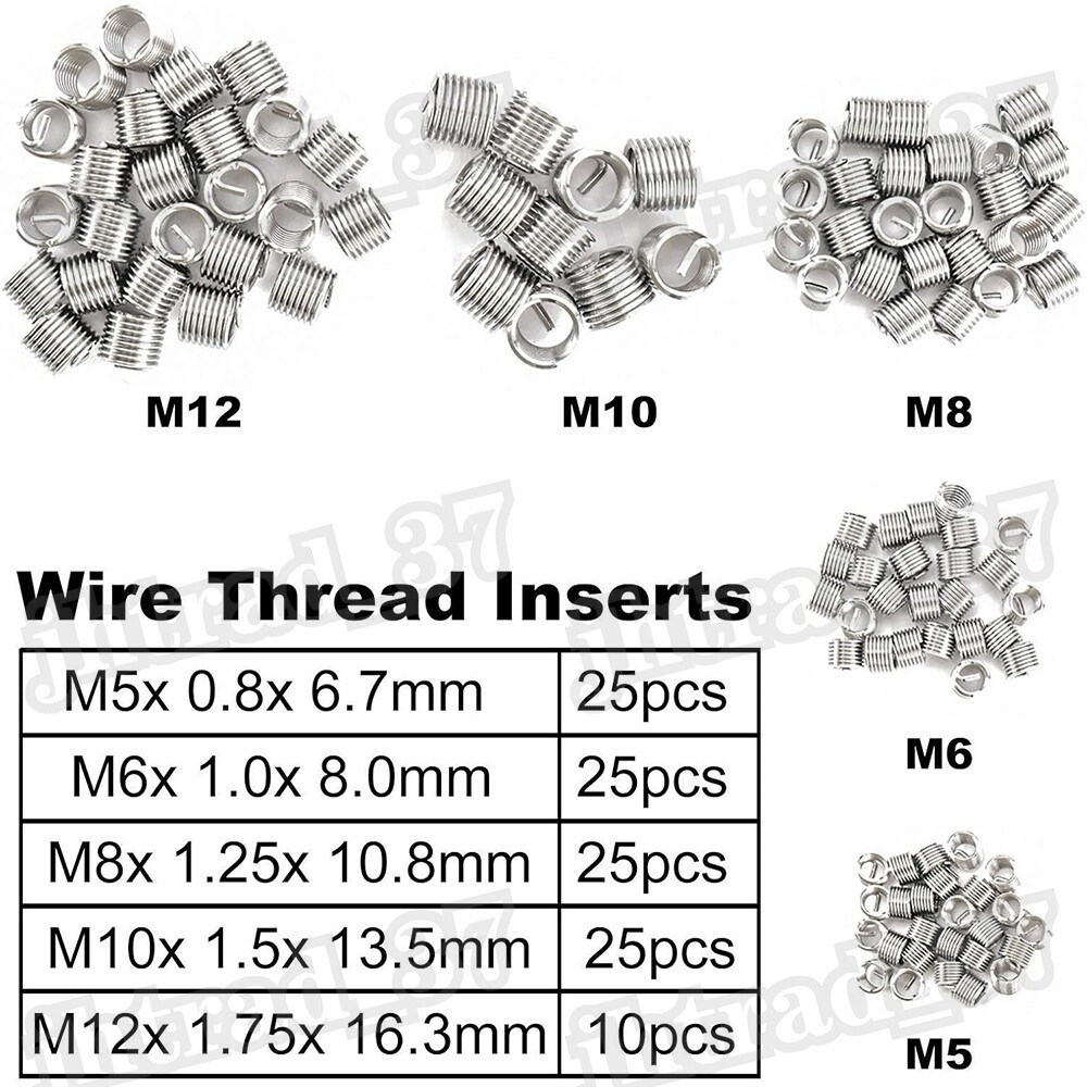 131pcs Metric Helicoil Thread Repair Kit HSS Drills Inserts Taps & Tools M5-M12