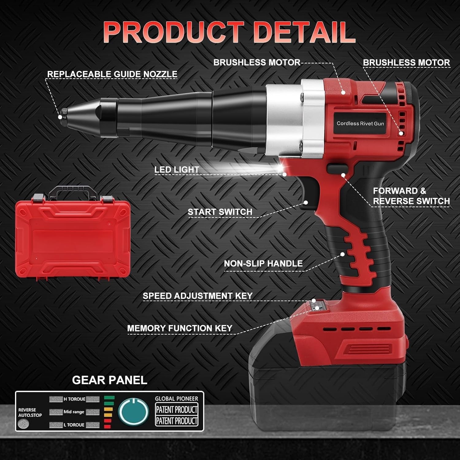 Cordless Rivet Gun Brushless Electric 1/8 5/32 3/16 LED Milwaukee Tool Battery