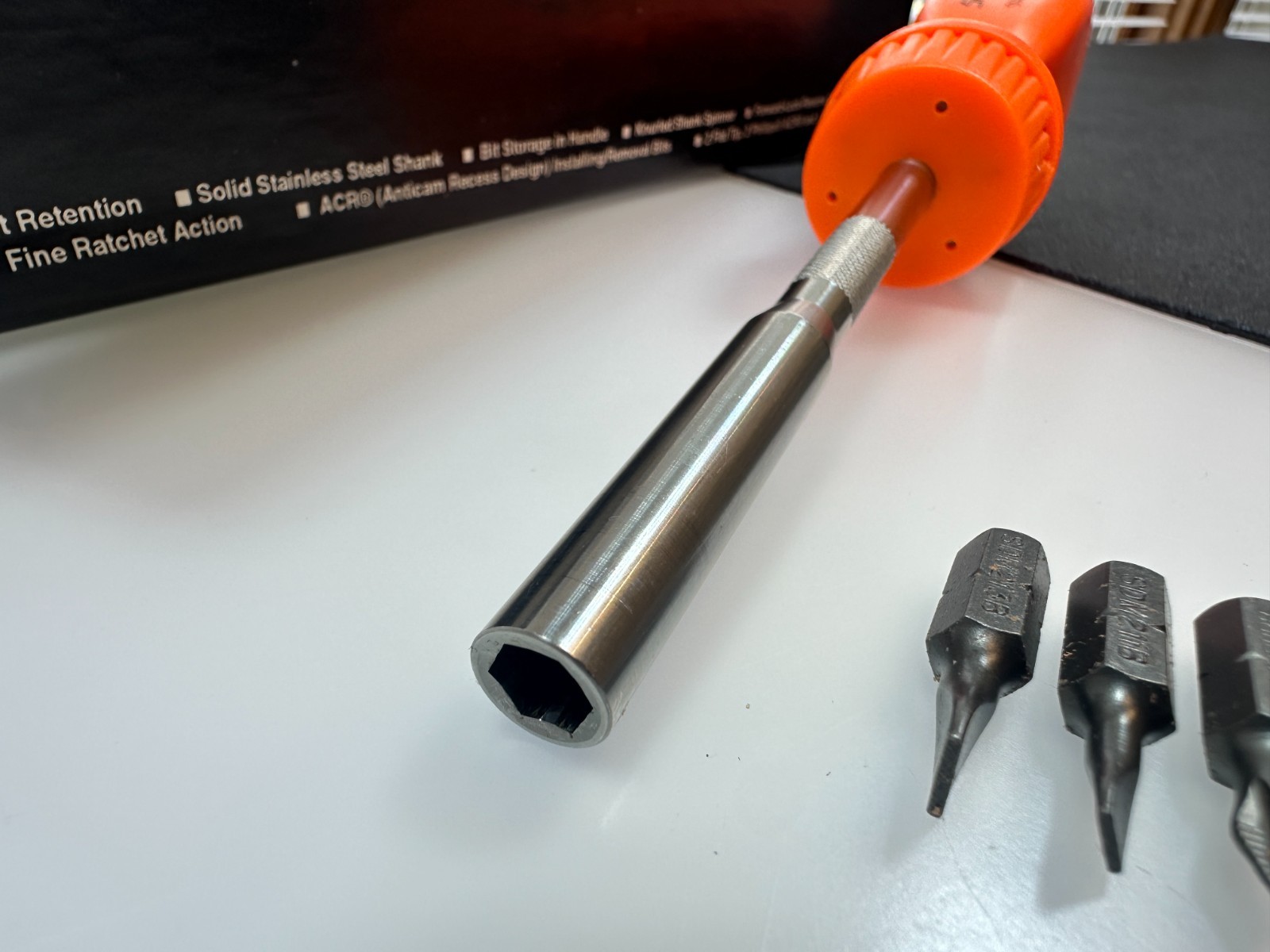 🇺🇸 Snap-on Tools USA ORANGE Hard Handle Ratcheting Screwdriver SSDMR4B, NOS