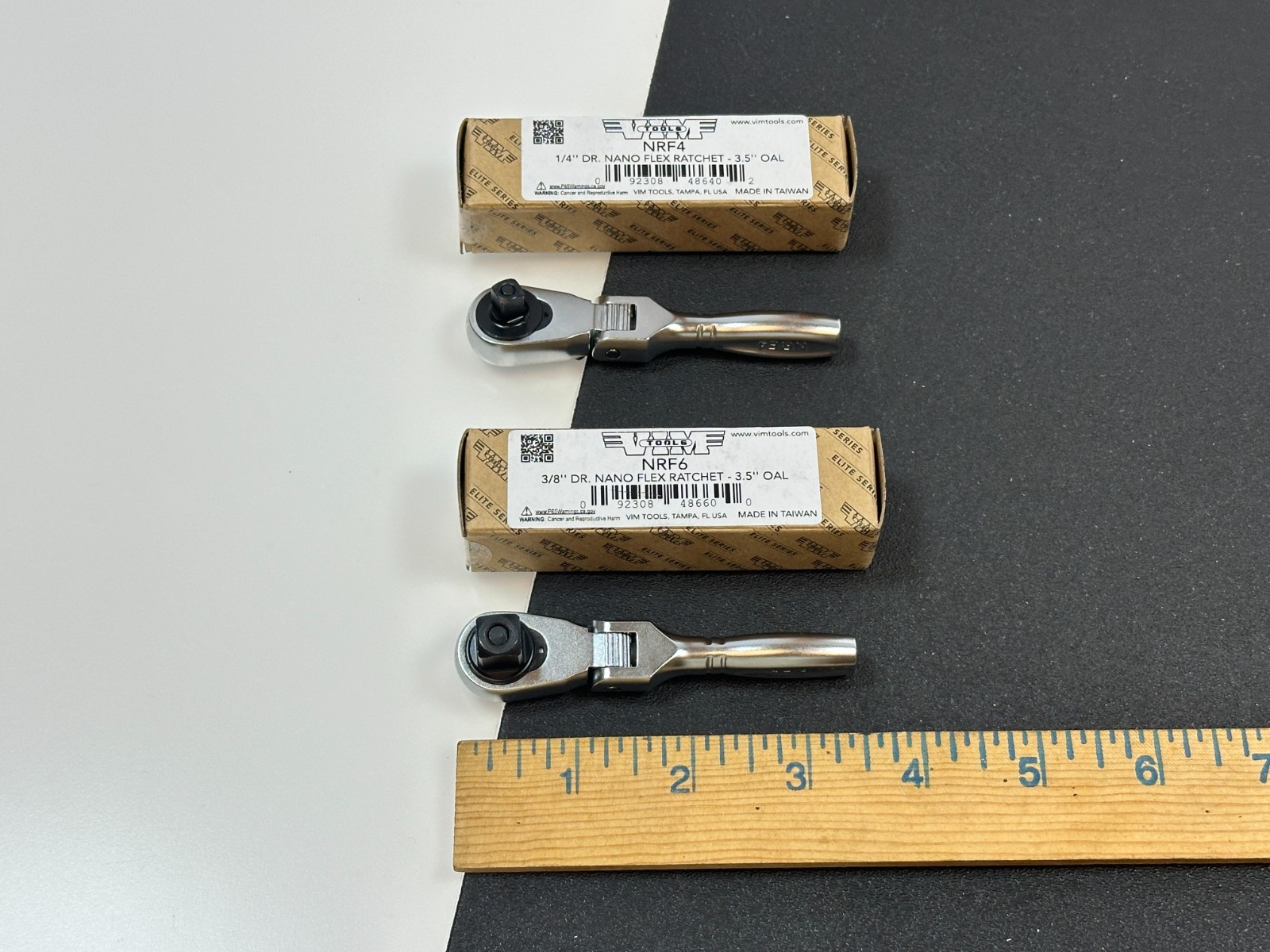 NEW VIM Tools 2pc NRF4 1/4″ Dr. & NRF6 3/8″ Dr. Nano Flex Head Micro Ratchet Set