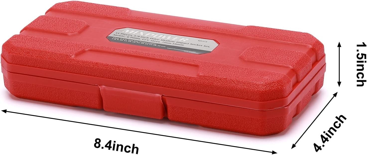 High-Torque 6pt Shallow Impact Socket Set, 13pc
