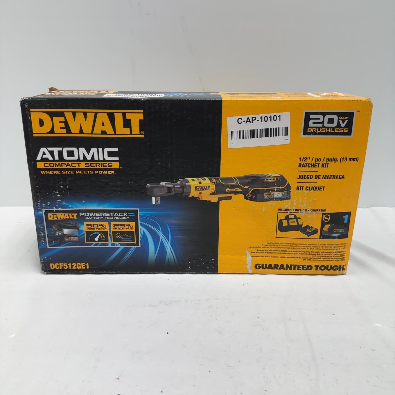 DeWalt DCF512GE1 Atomic 20V Max Brushless 1/2 in Cordless Ratchet Wrench Kit
