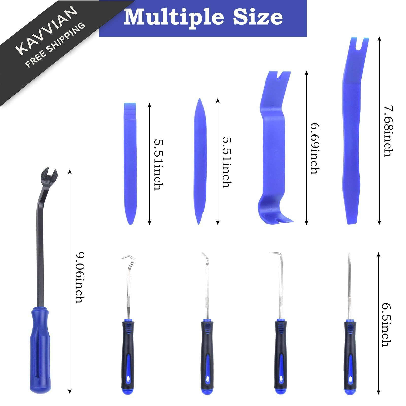 Xinodle 9Pcs Auto Trim Removal Tool Kit with Plastic Pry Tool, Fastener Clip…