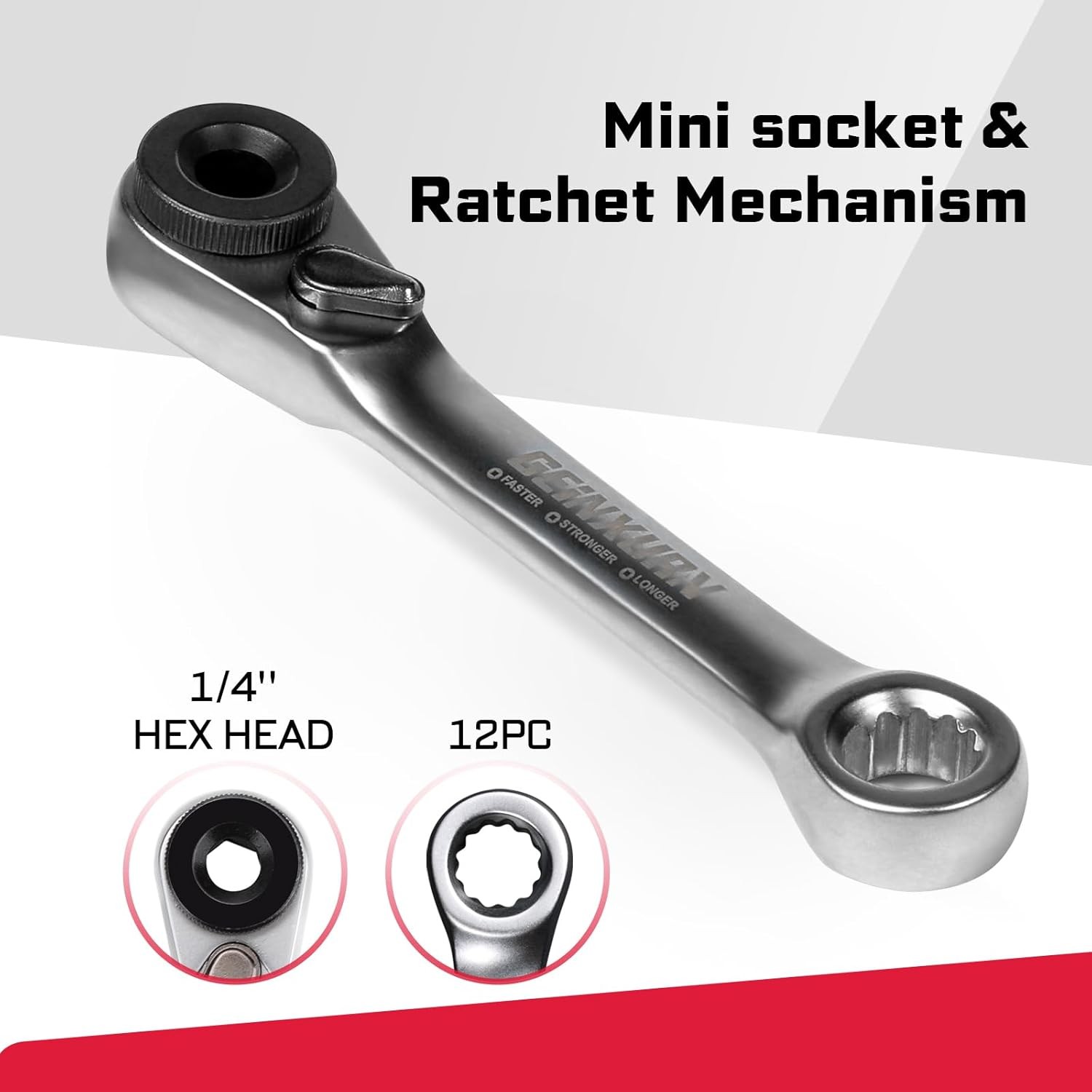 Mini Ratchet Wrench& Bit Holder Set 4 Pcs, 1/4″ Drive Handle Wrench,…
