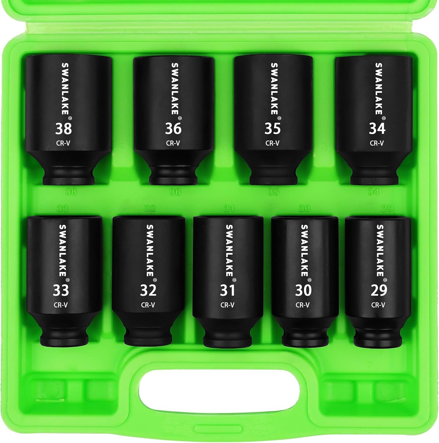 9PCS 1/2″ Metric Impact Socket Set, Spindle Axle Nut Impact Socket,29mm-38mm,CR-