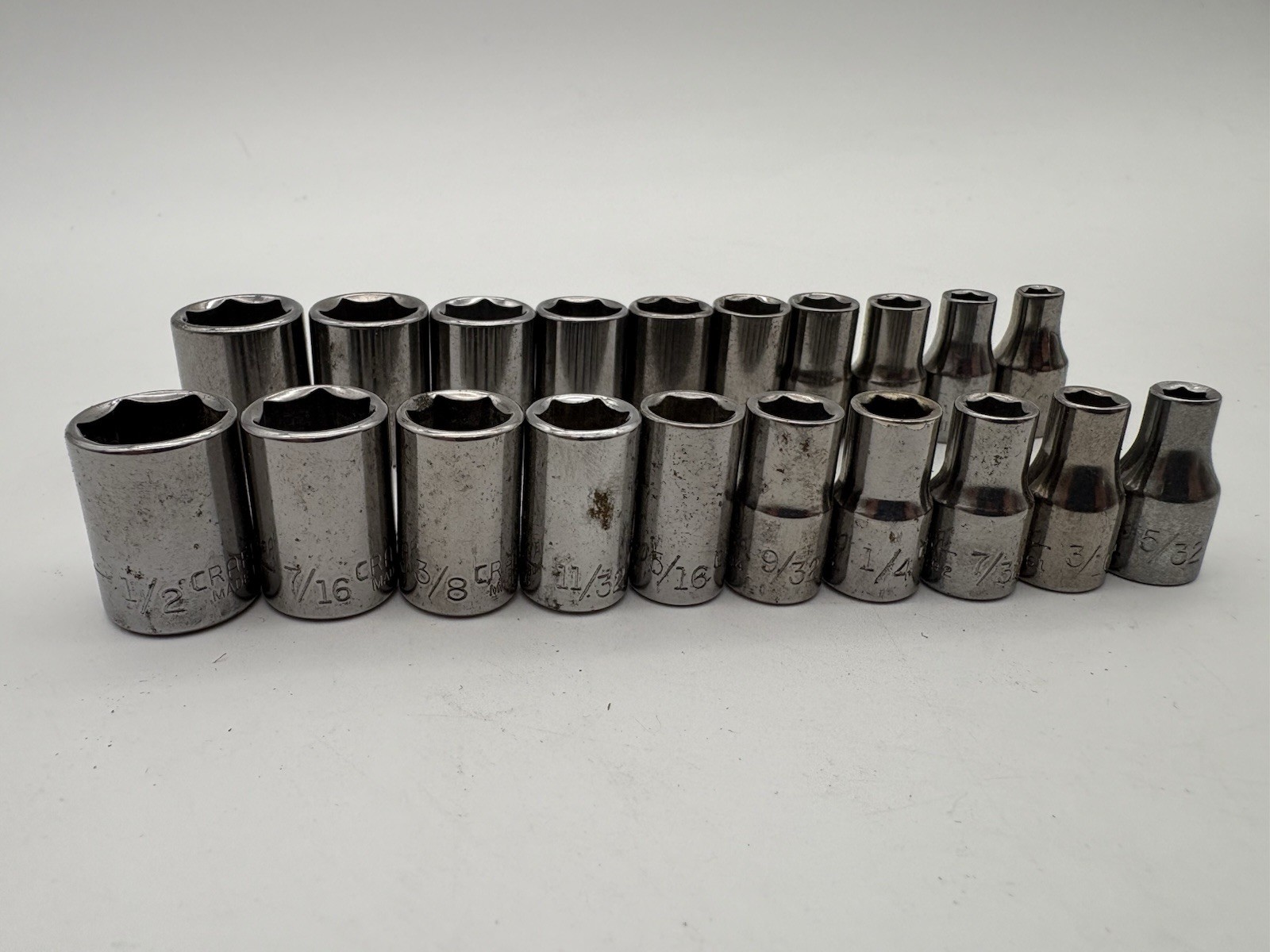 Craftsman G Series SAE & Metric 1/4″ Drive Sockets, 6 Point, 4MM-13MM, 5/32-1/2”
