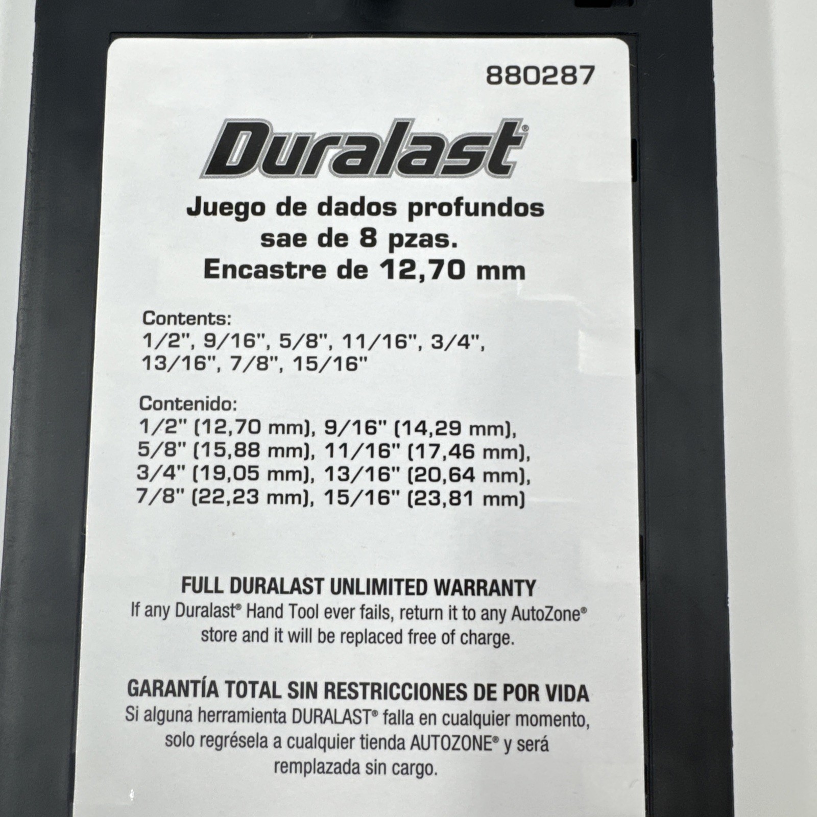 Duralast 1/2″ Drive Deep Socket Set Metric & SAE 16 Pieces