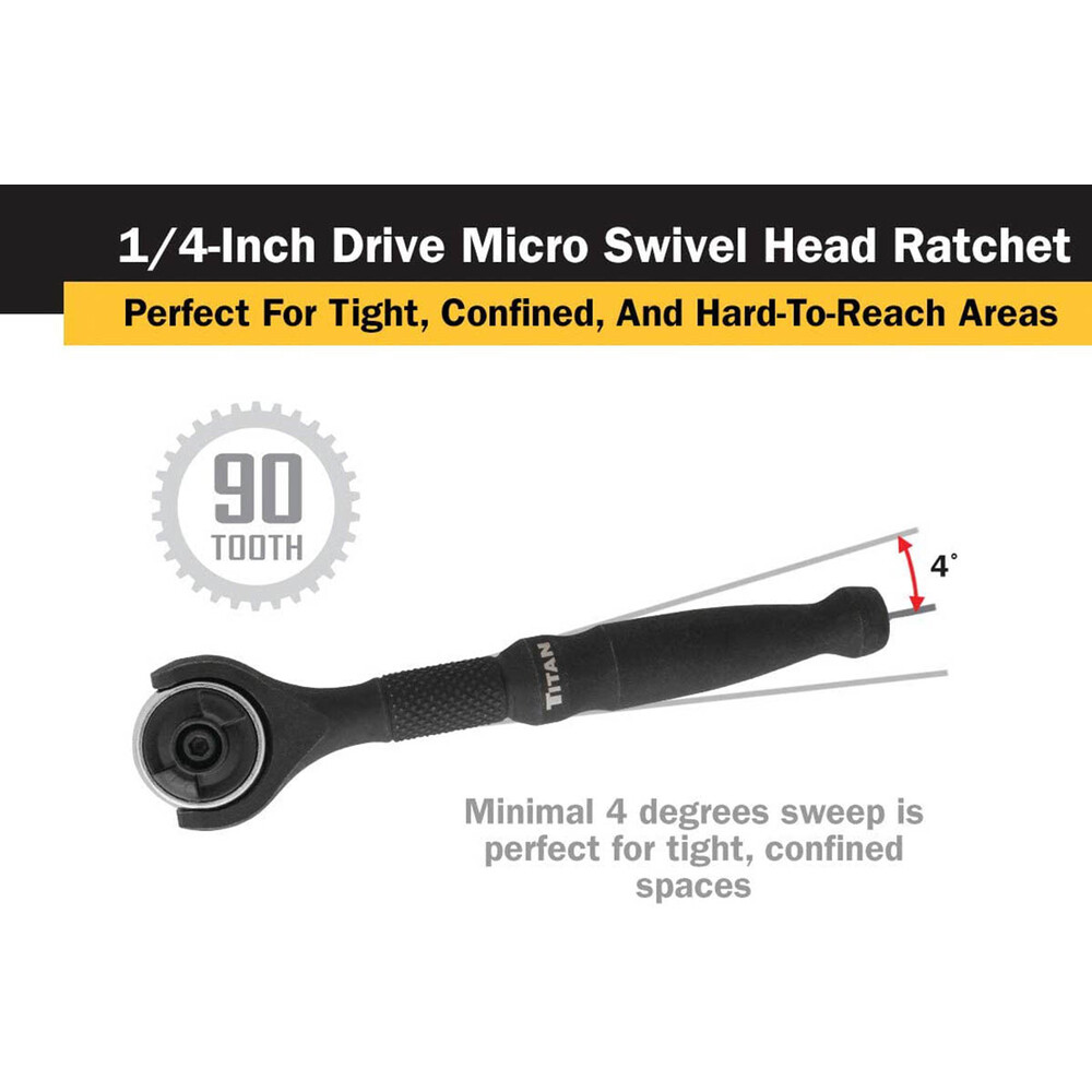 Titan 11313 1/4″ Drive Swivel Head Micro Ratchet Black