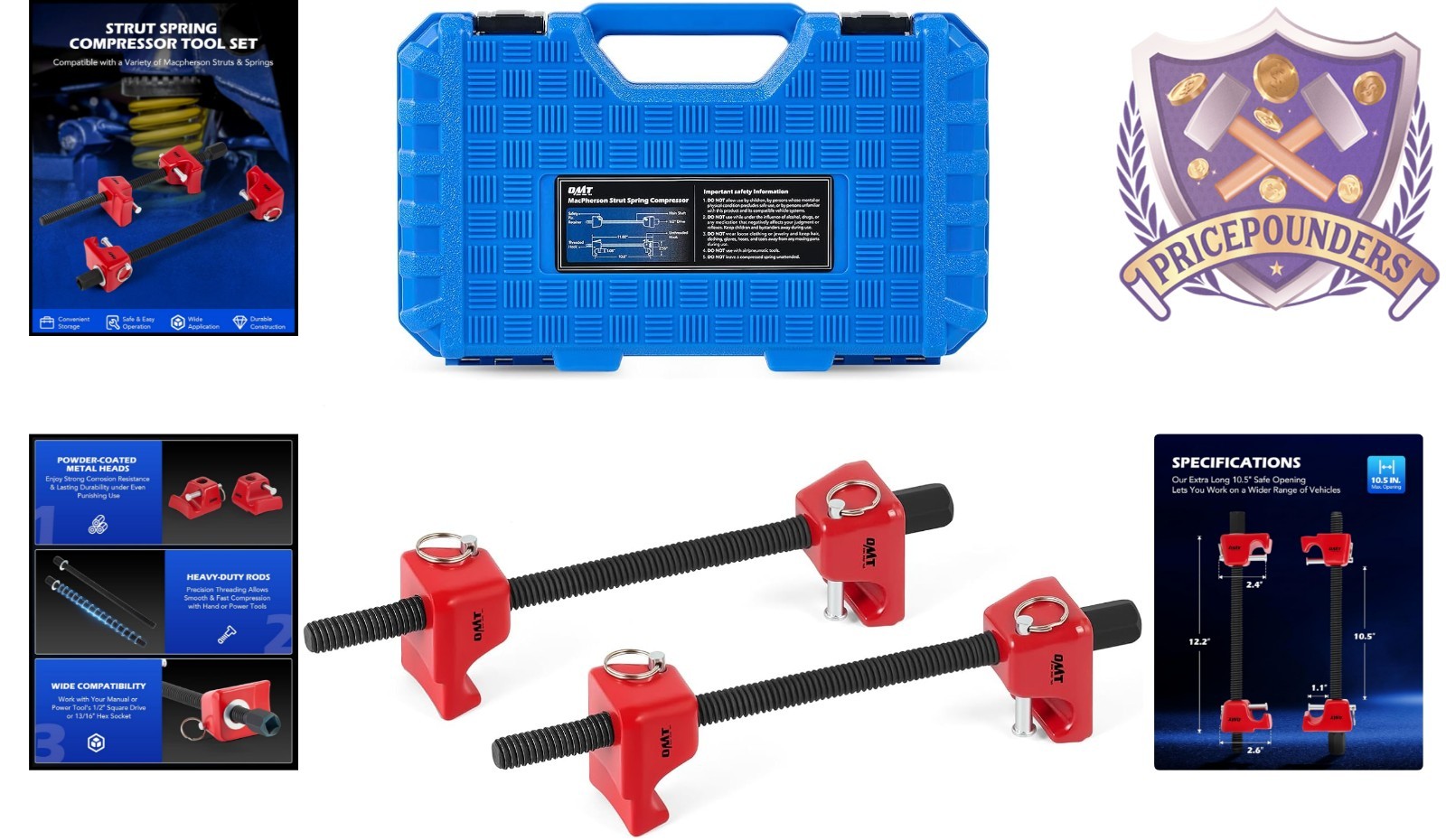 2pc Spring Compressor Set Heavy Duty Coil Strut Car Truck Suspension Tools