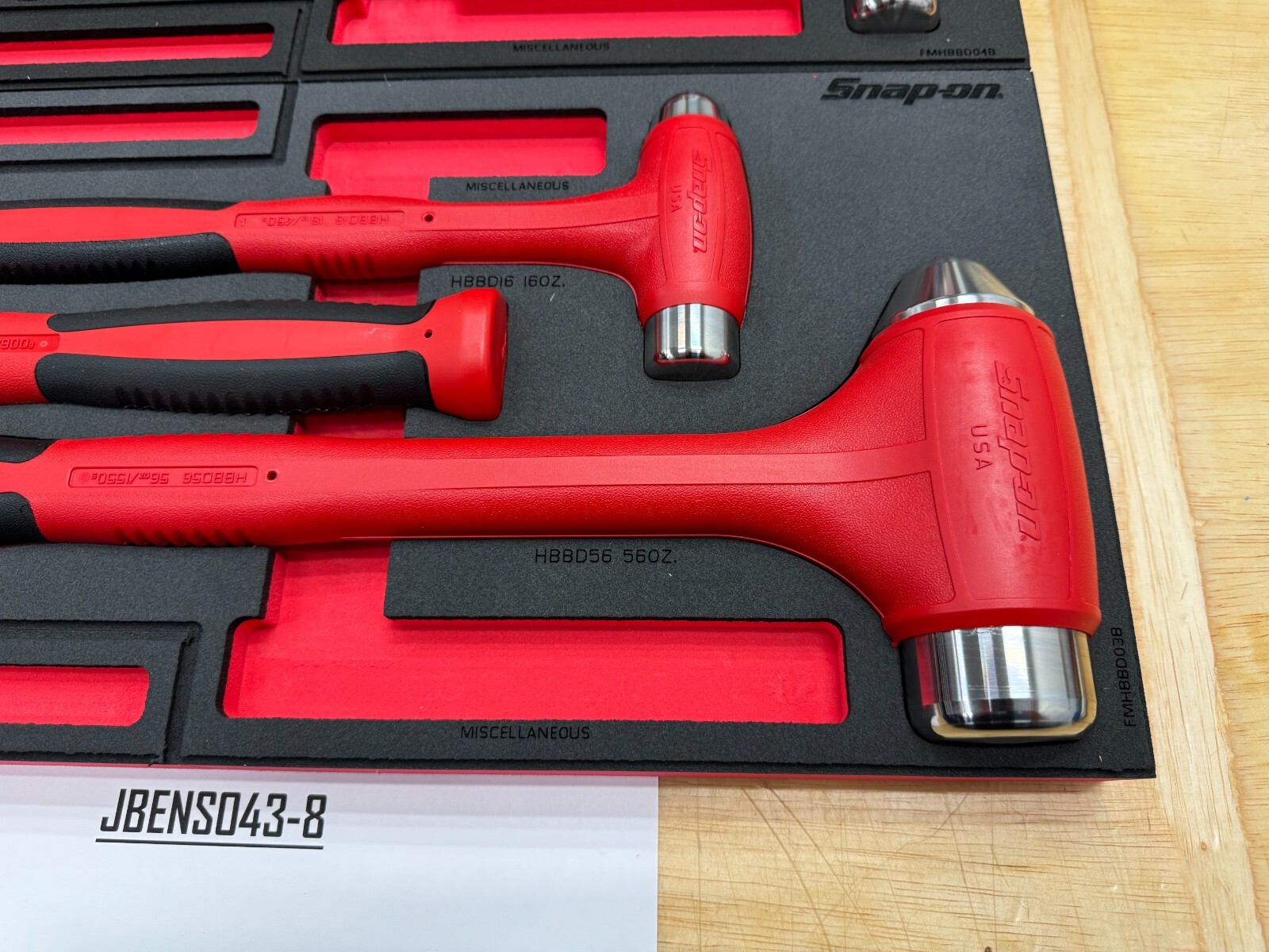 Snap-on Tools NEW RED 6pc Soft Grip DeadBlow Steel Face Hammer Master Foam Sets
