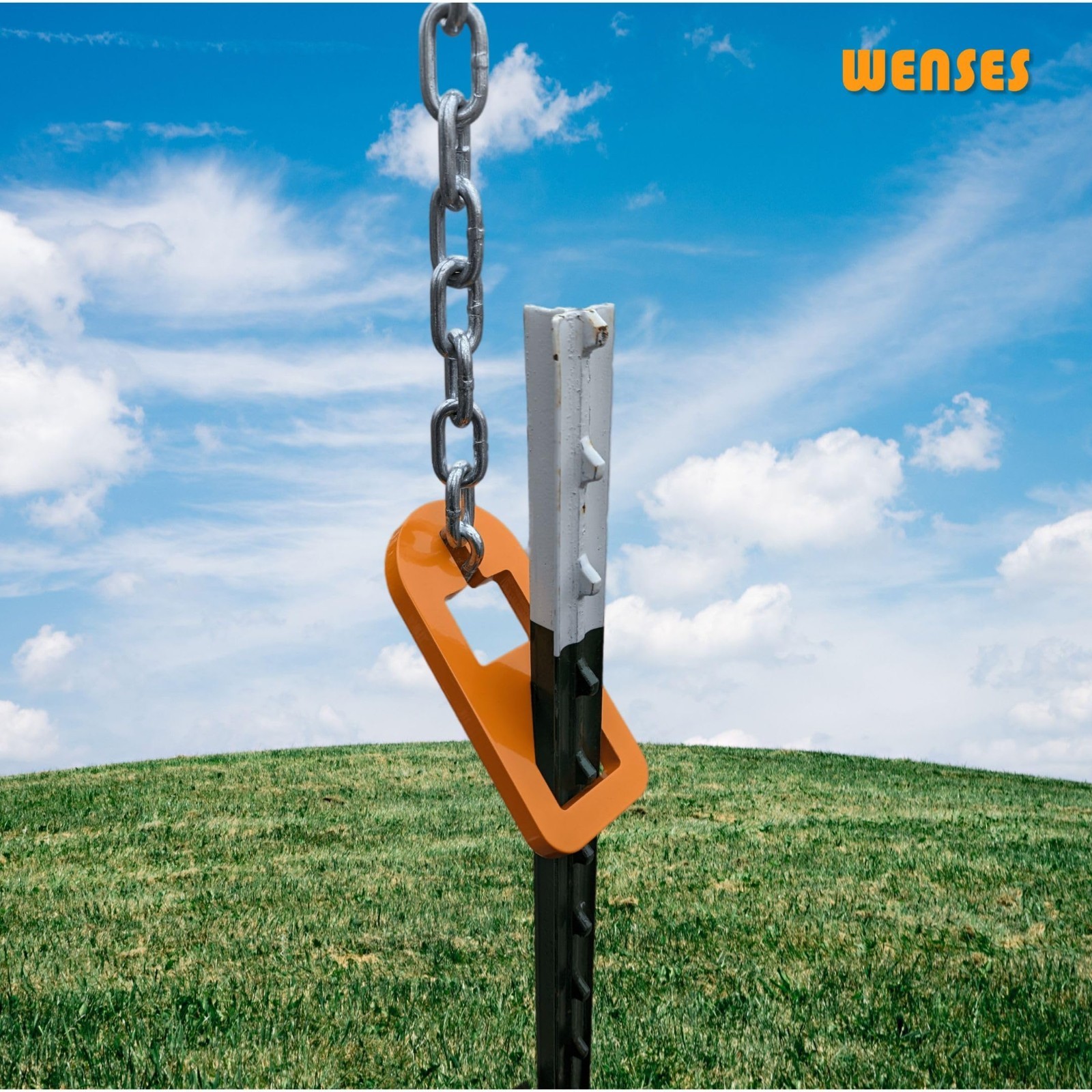 Heavy Duty T-Post Puller Tool, Carbon Steel Plate with Chain, Rust-Resistant Ora