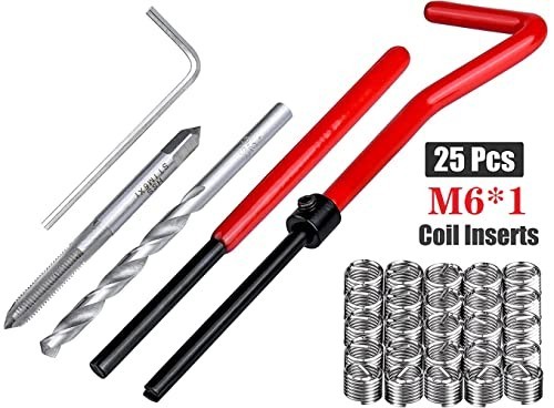 30 Piece M6 x 1.0mm Thread Repair Kit, HSS Drill Helicoil Kit,…
