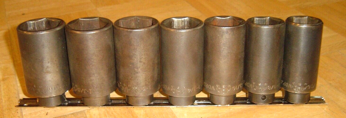 MAC TOOLS 7 PIECE 1/2 DRIVE SAE. DEEP IMPACT 6 POINT SOCKET SET 1-1/16 TO 1-7/16
