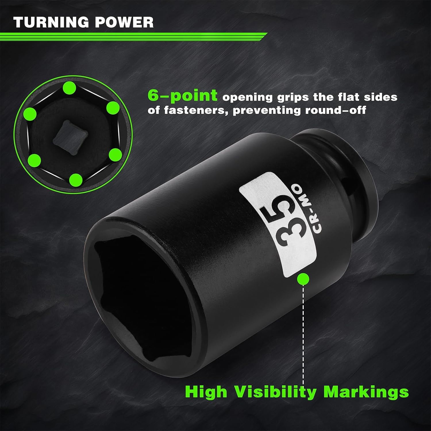 1/2″ Drive Deep 6-Point Impact Socket Set,11 PCS Metric Spindle Axle Nut Sockets
