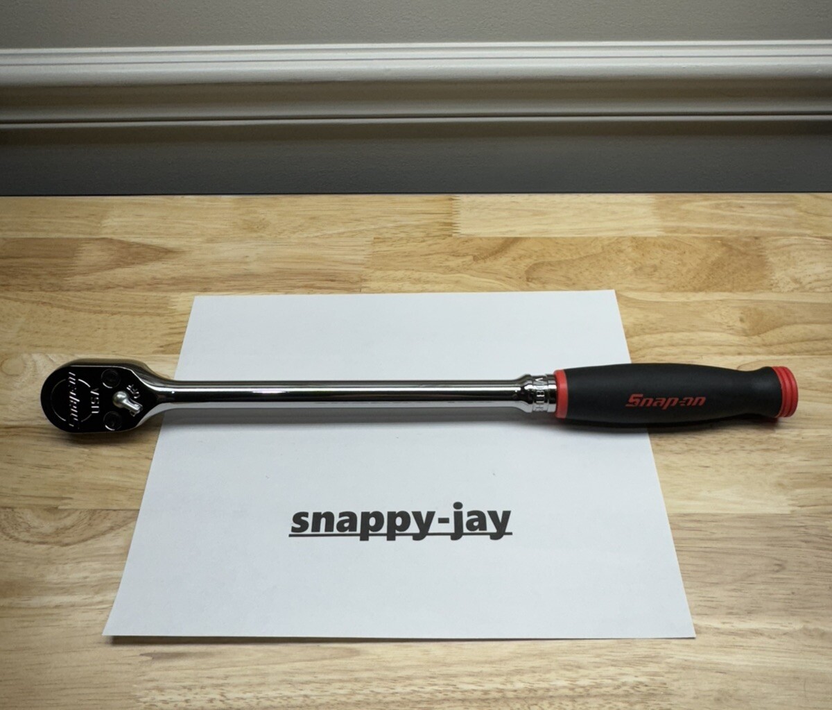 Snap-on Tools USA NEW RED 1/2″ Drive Soft Grip Long Handle Ratchet SHL80A