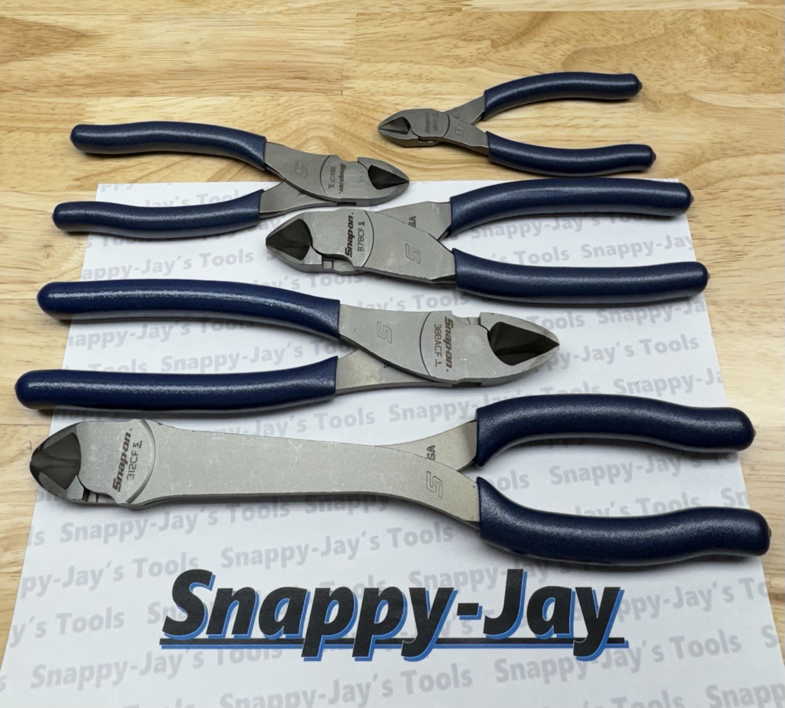 Snap-on Tools USA NEW 5pc POWER BLUE Diagonal Cutter Pliers Set CUTTER5MB