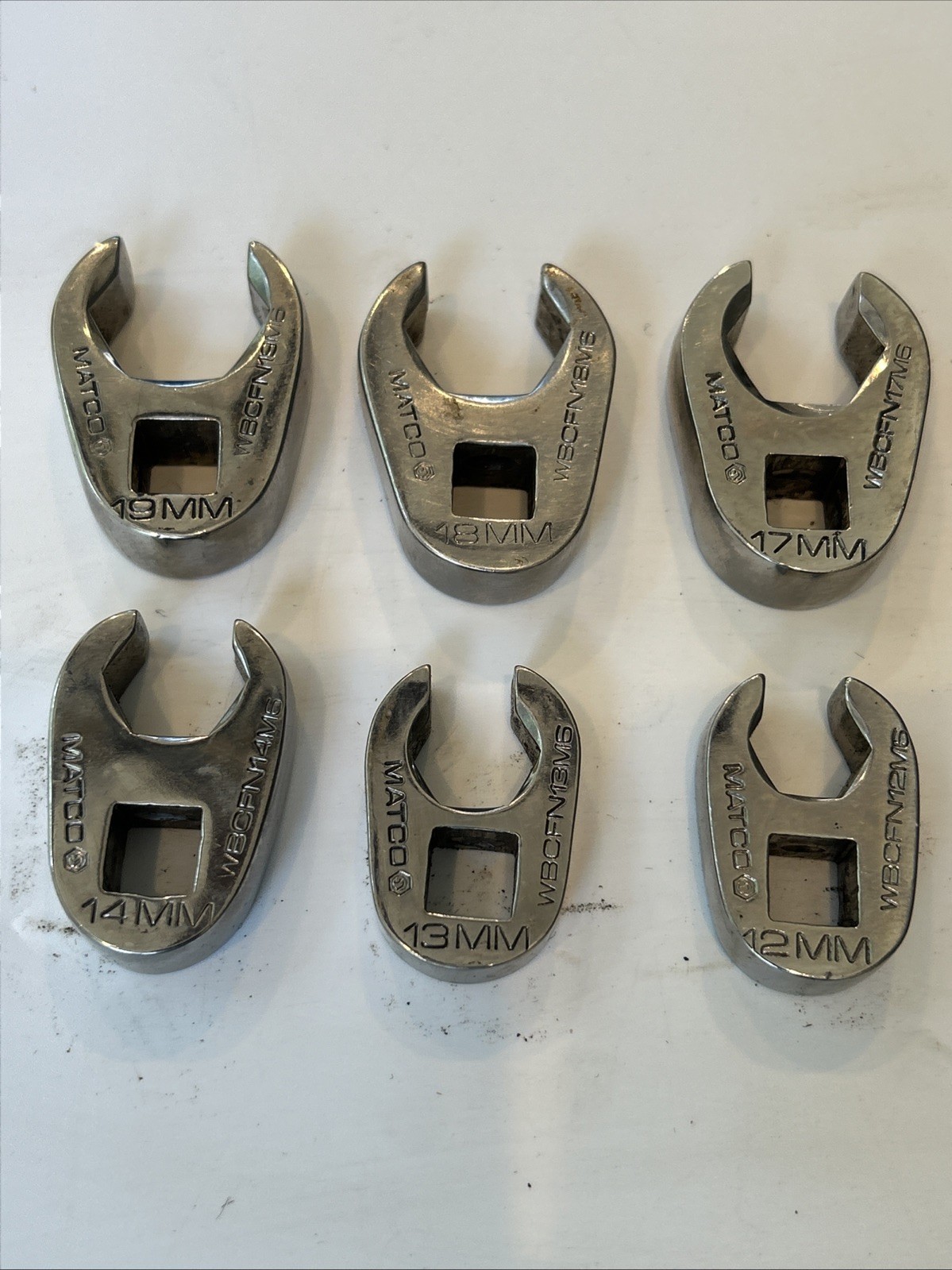 Matco Tools SRBCFNM10C 10PC 3/8» Metric 10-19mm Crowfoot Flare Nut Wrench Set