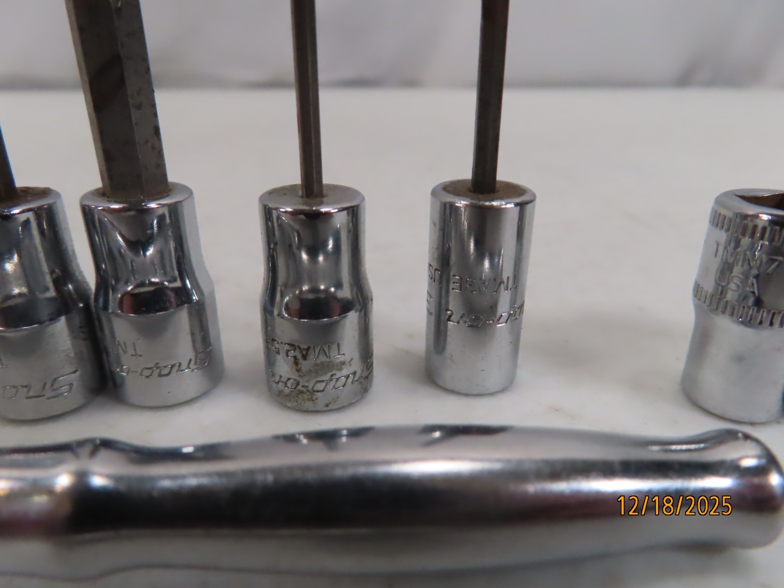 Estate Lot (11) SNAP ON TOOLS 1/4″drive Ratchet GM70M + asst Sockets CLEAN *133*