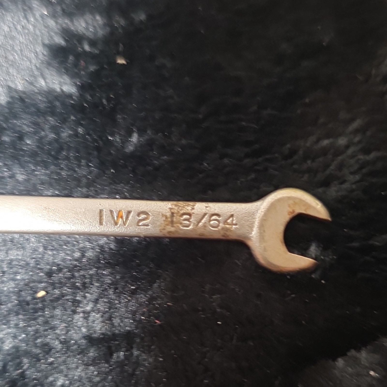 MAC 7/32 ,13/64 OPEN END WRENCH MADE IN USA . 3 INCHES LONG USED