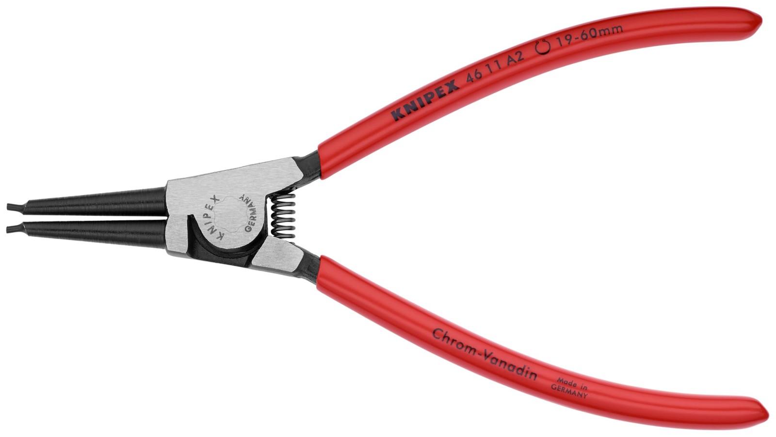 2 Pcs Snap Ring Pliers Set chrome steel Circlip 19-60mm Forged Non Slip Tips Red