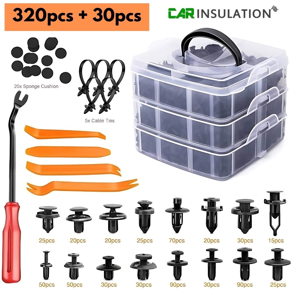 635Pcs Car Push Retainer Clips-16 Most Popular Sizes Nylon Bumper Fender Rivets