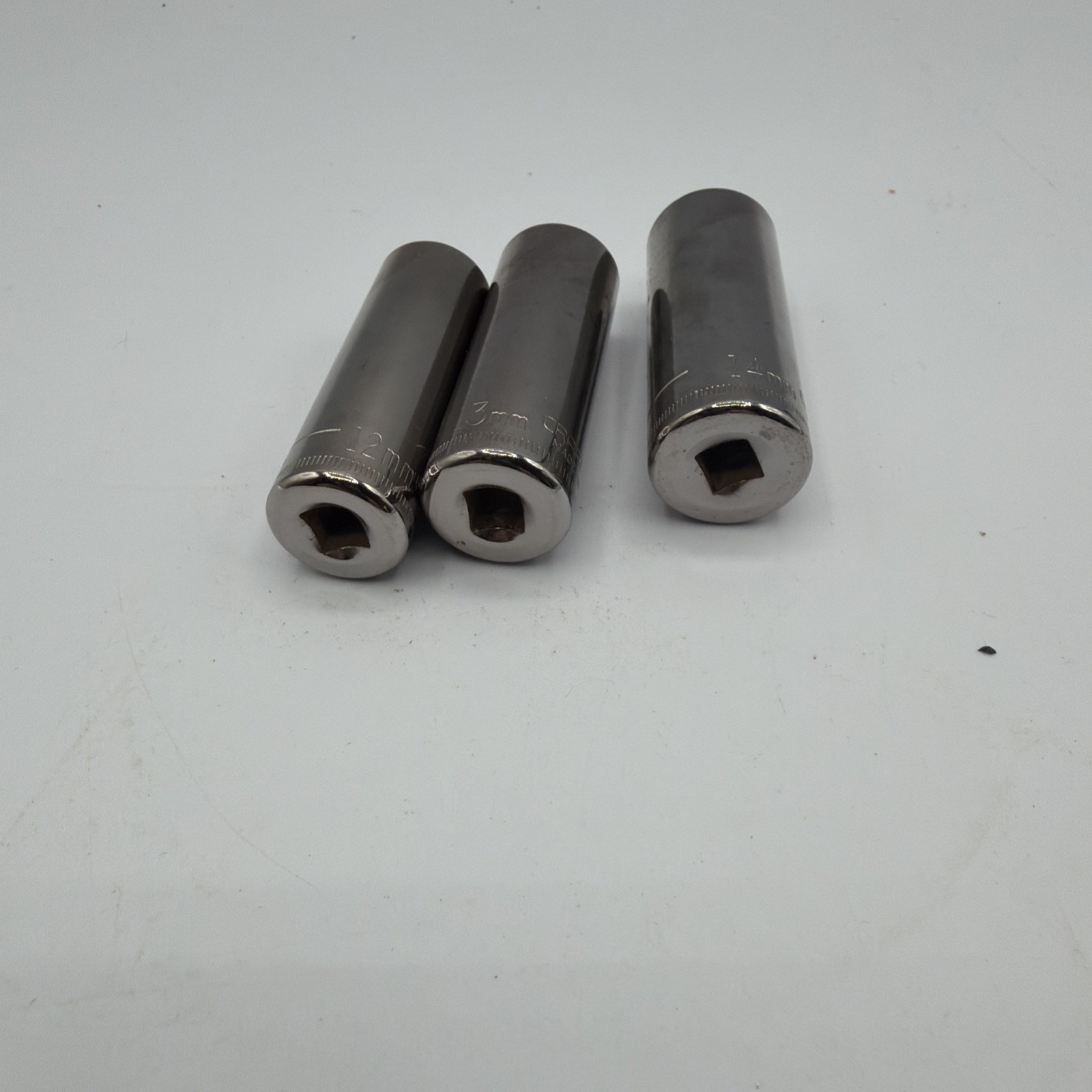 Craftsman 12mm, 13mm, 14mm Deep Well 6 Pt Sockets Inverted G1 3 Pcs 1/4″ Drive
