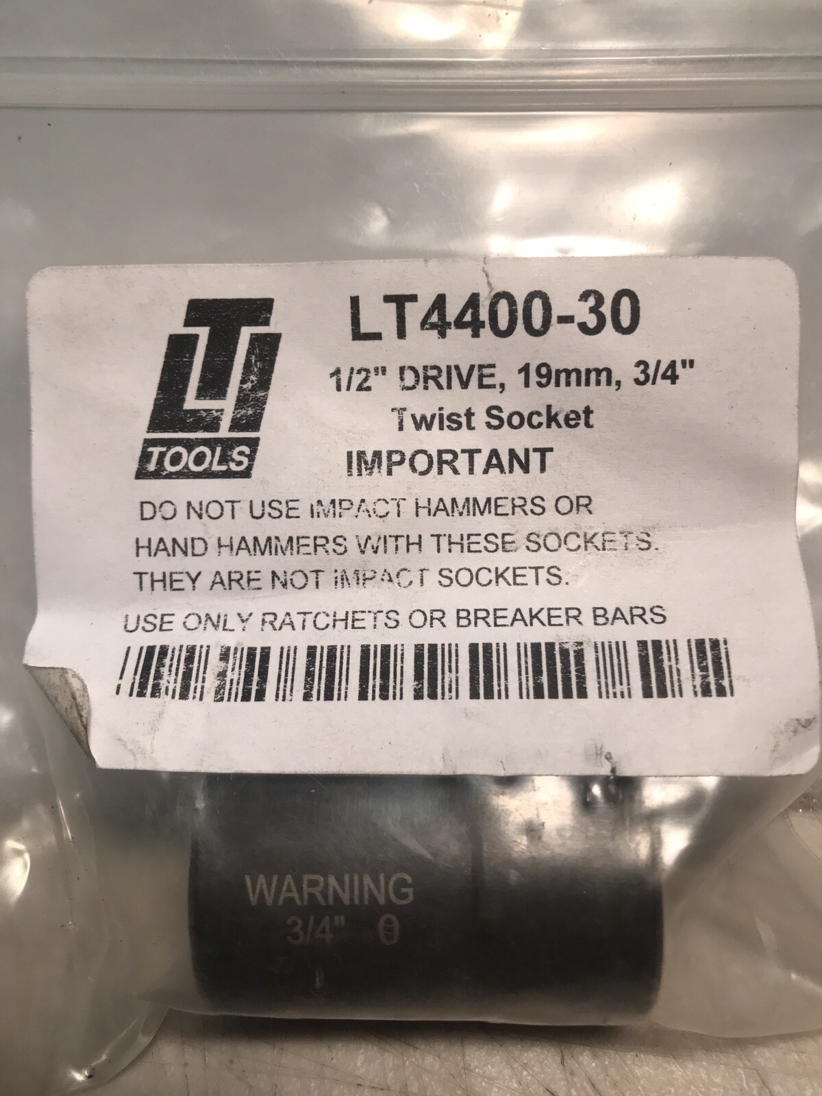 LTI TOOLS LOCK TECHNOLOGY 3/4″ 19mm TWIST SOCKET 1/2″ DRIVE LUGNUT LT4400-30