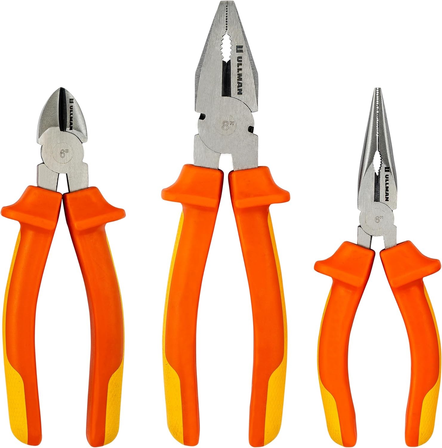 Ullman 3 Piece Insulated Pliers Set for Electricians and 3 Set, Yellow