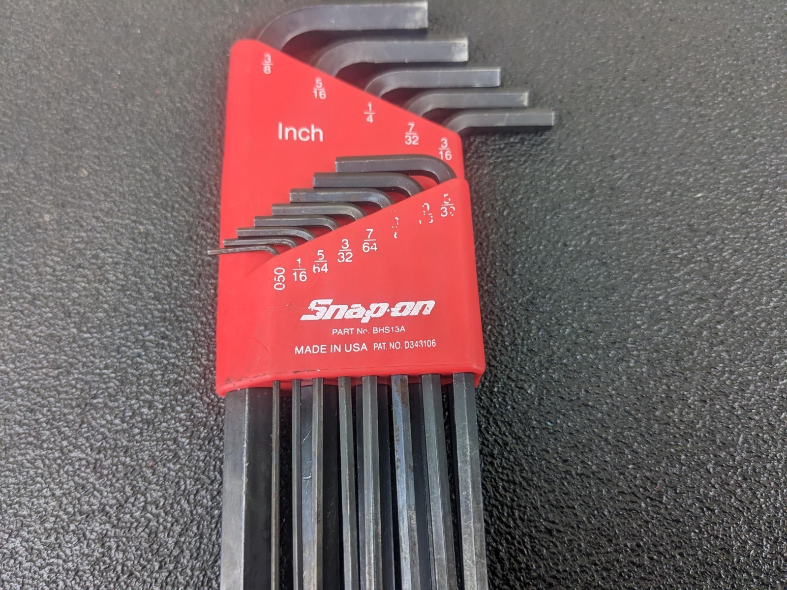 #bp475 Snap-On BHS13A SAE L-Shaped Ball Hex Wrench Set (0.05-3/8″)