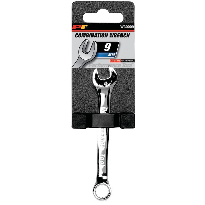 Performance Tool W30009 Wrench; Combination; 9 Millimeter; Chrome Plated; Chrome