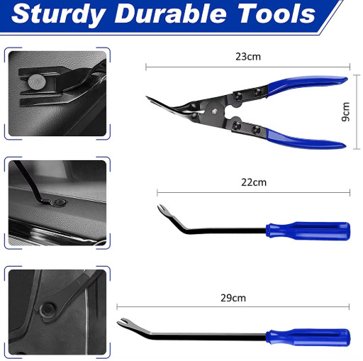 41Pc Car Trim Removal Tool Kit Panel Clip Fastener Pry Pliers Dash Radio Set