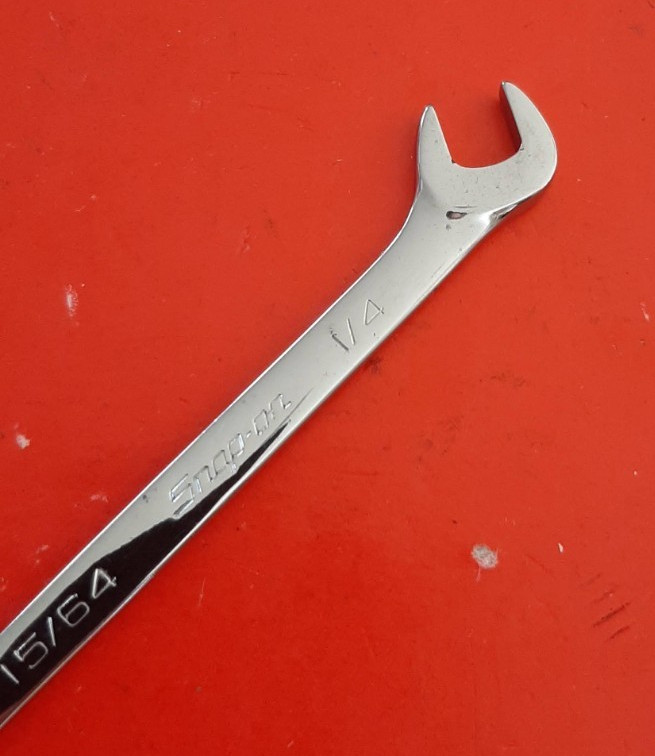 Snap-on USA DS1516A Offset Angle Open End 15/64 x 1/4″ Ignition Wrench Engraved