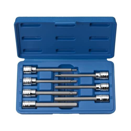 7PCS 10072A 3/8-In Drive Extra Long Allen Hex Bit Socket Set, SAE, 1/8-In-3/8-In