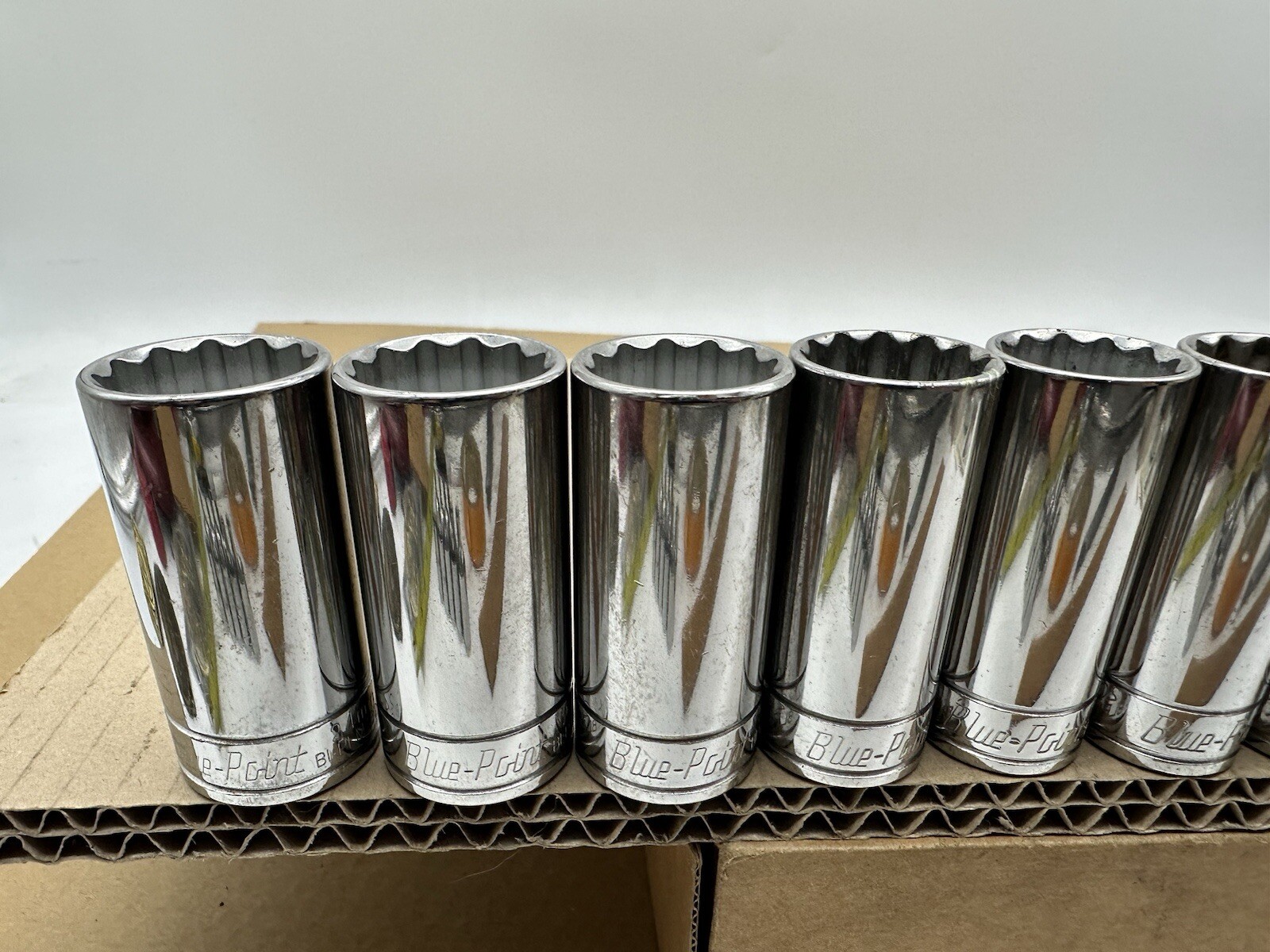 Blue-Point 3/8″ Drive 12 Point 15 Piece Deep Long Socket Set 10mm-24mm VGUC