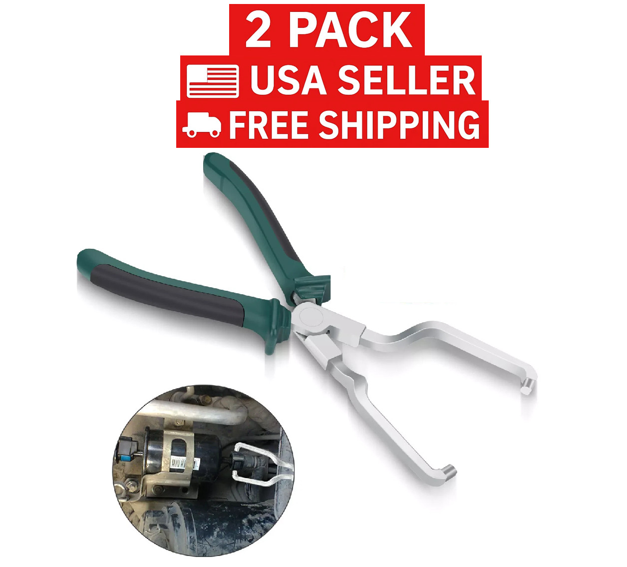 9Inch Electrical Disconnect Pliers Fuel Line Clip Spark Plug Repair Tool_ 2-Pack
