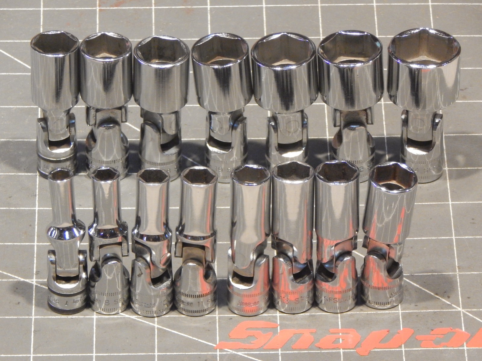 Snap On 15Pc Metric 3/8″ Drive Deep Universal Swivel Socket Set 7MM 24MM 6Pt