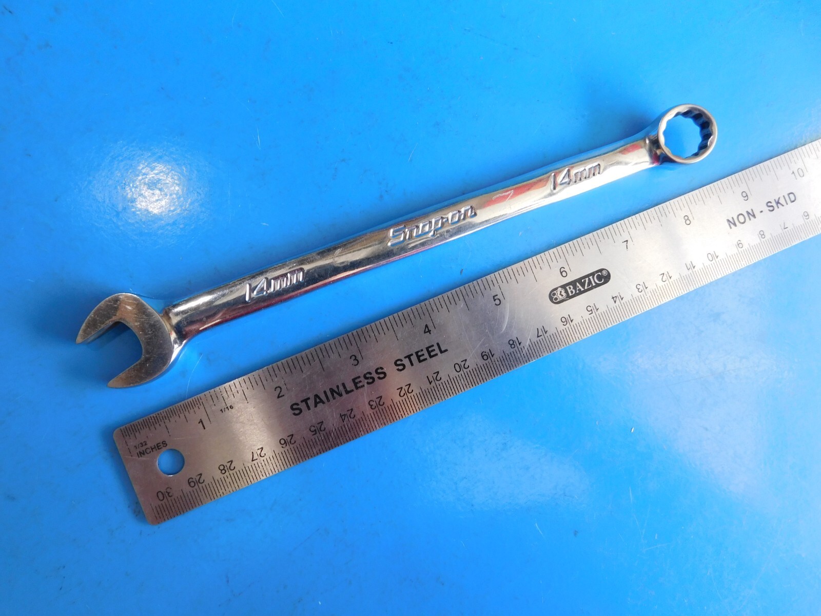 USED,SNAP ON TOOLS ( 14 MM ) COMBO WRENCH , PART #OEXM140B