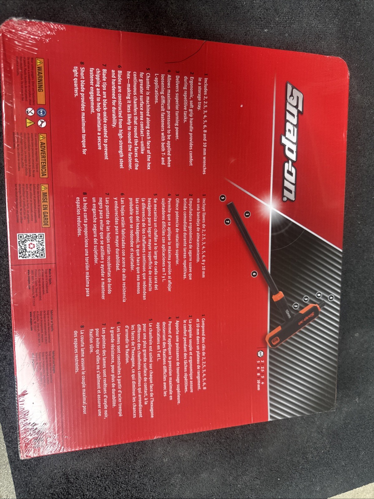 ForSnap-On Orange 8 pc Metric T-Shaped/L-Shaped Hex Wrench (2–10 mm) AWSGM800BO