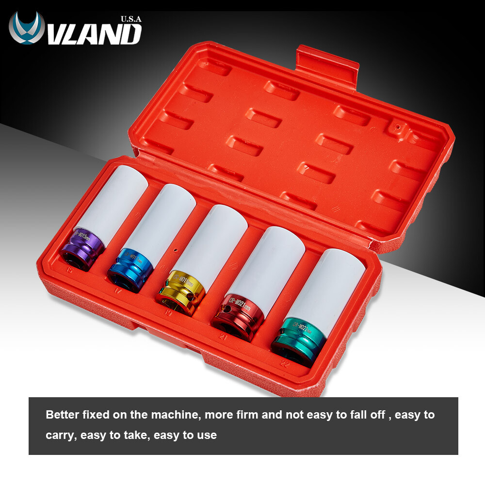5Pcs/Set Lug Nut Socket Impact Socket 1/2″ Wheel Protector 15/17/19/21/22mm