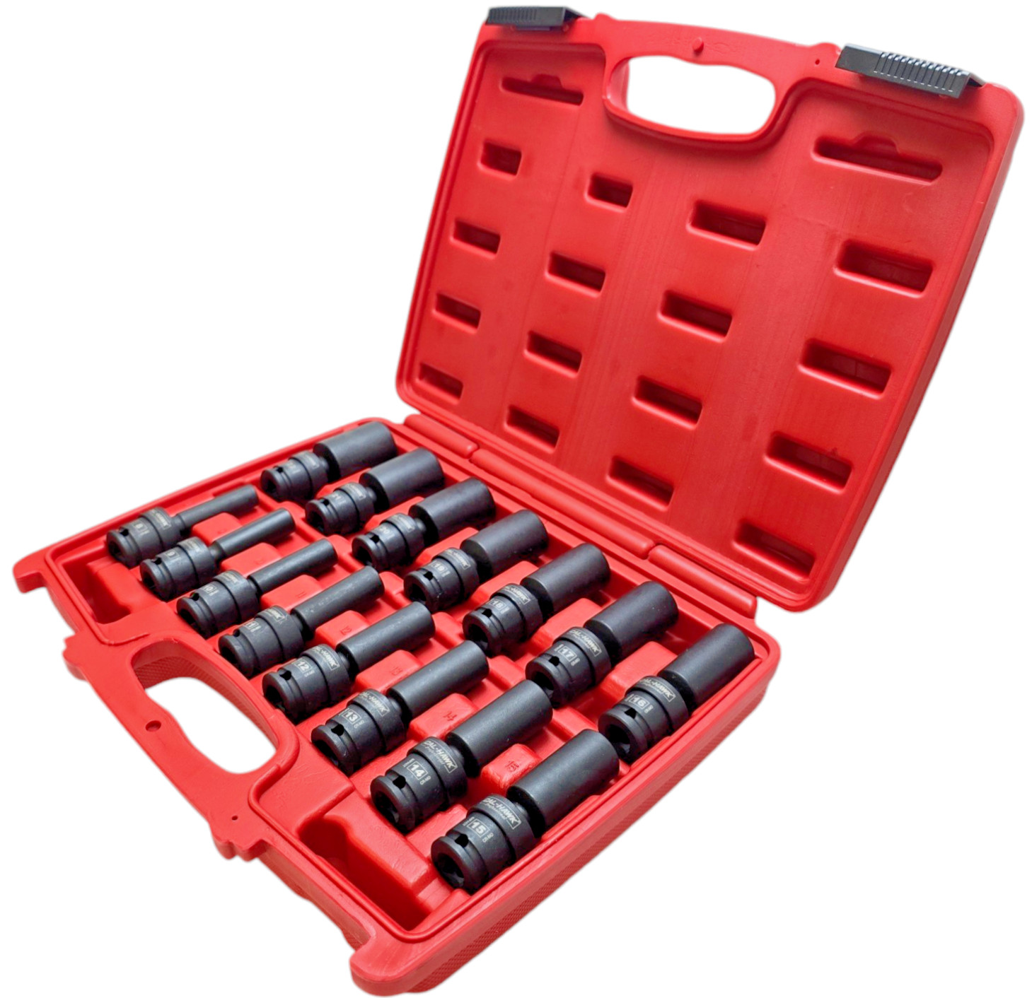 15PC 3/8″DR.Universal Swivel Deep Impact Socket Set(METRIC)PRO Radius 8-22mm Set