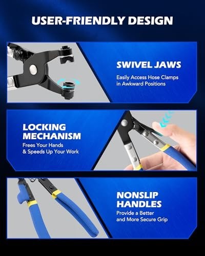 9pcs Hose Clamp Pliers Set for Fuel Oil Water Hoses, Long Reach Remover Kit, Fle