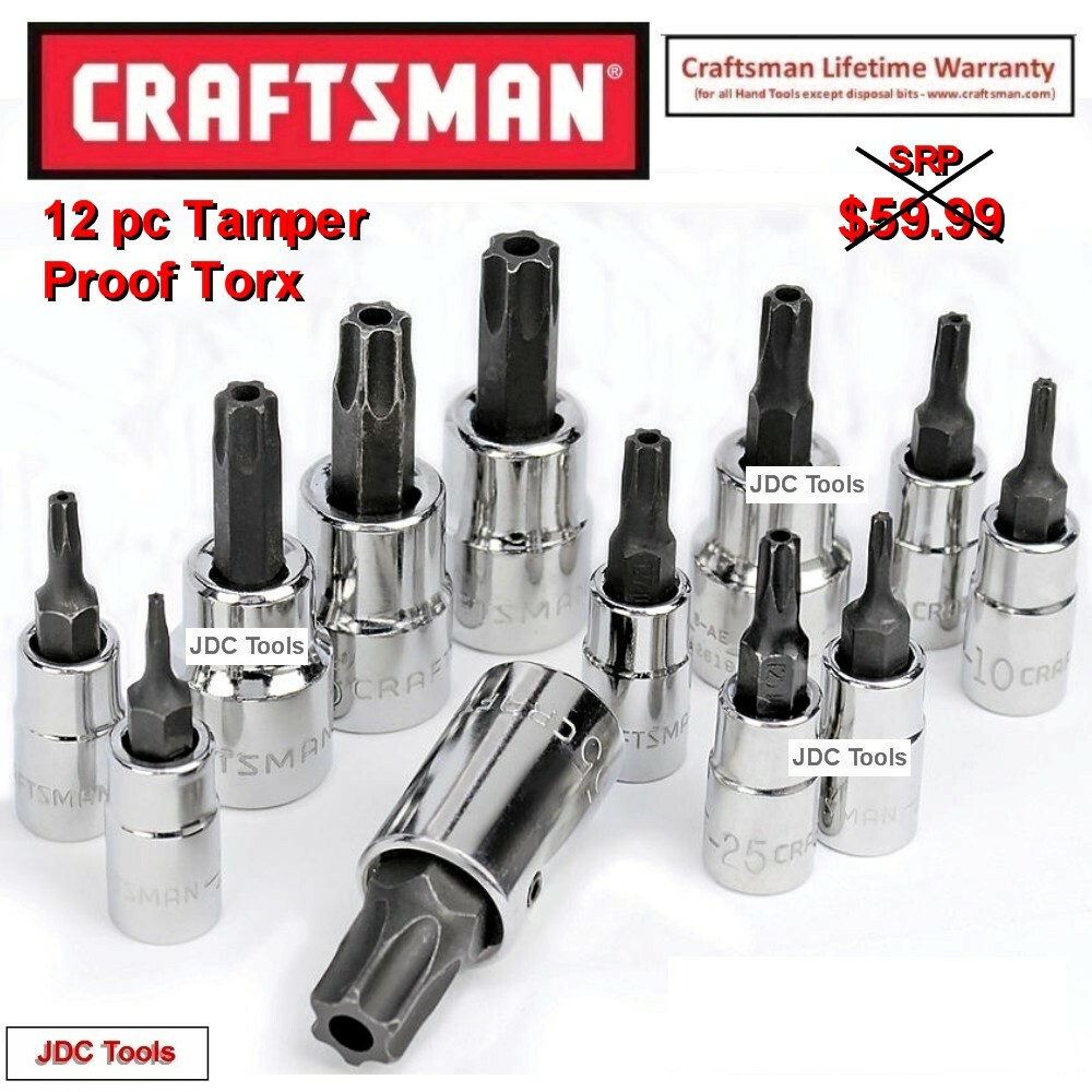 CRAFTSMAN 12pc 1/4 3/8 Tamperproof Torx / Star bit ratchet wrench socket set