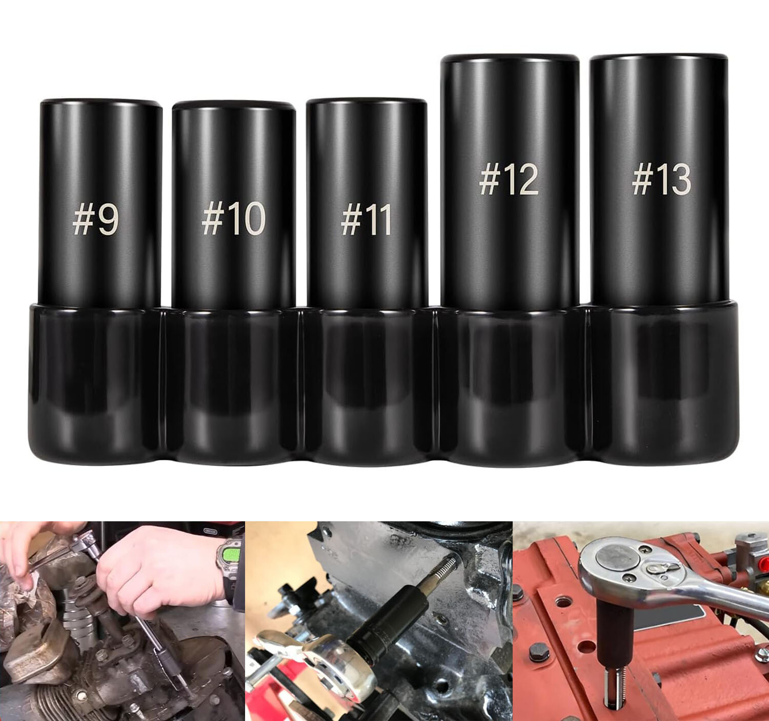 5Pcs Black 71670 Large Tap Socket Set Fits 5/8″, 11/16″, 3/4″, 7/8″ & 1″ Taps