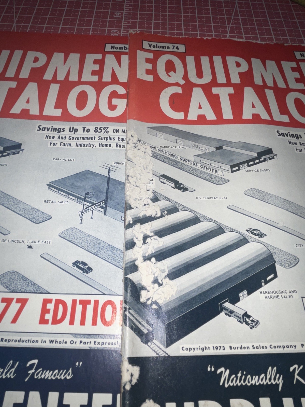 1973 & 77 Edition Burden Sales USA Surplus Center Equipment Catalogs Vintage