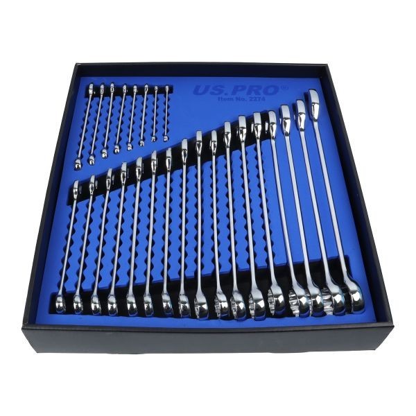 25pc METRIC COMBINATION SPANNER SET by US PRO TOOLS 6mm/32mm In EVA Foam Tray